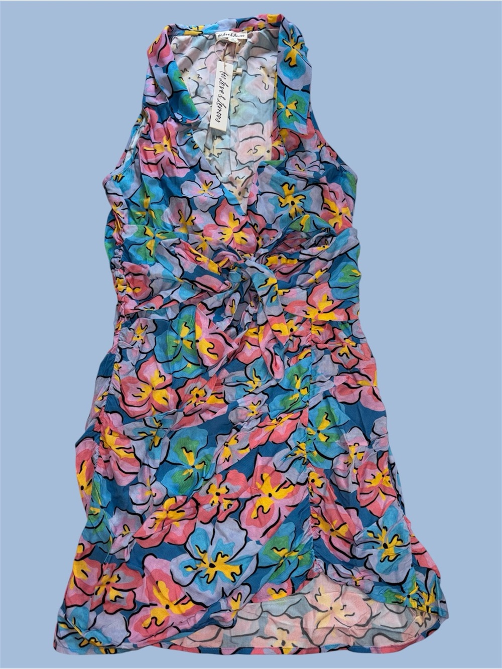 For Love and Lemons Yasmin Tropical Floral Tie Waist Mini Dress